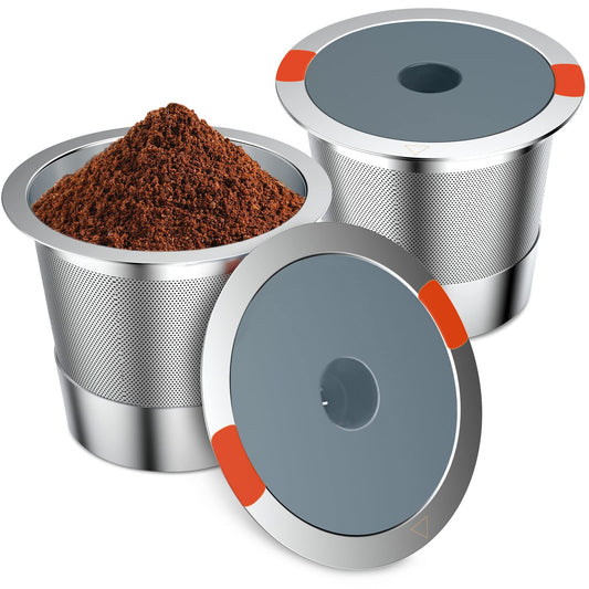 Reusable K Cups Coffee Filter Stainless Steel K Cup Reusable Coffee Pods Filters for Keurig 1.0 & 2.0 Coffee Makers Non-BPA Keurig Reusable Coffee Pods (2 Packs)