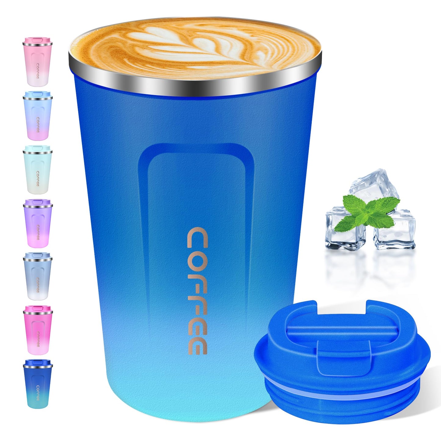 Insulated Coffee Mug 12oz Travel Coffee Mug with Lid Leakproof Coffee Thermos No Handle Reusable Stainless Steel Mug Keeps Cold and Hot Suitable for Car Daily Travel and Gifts