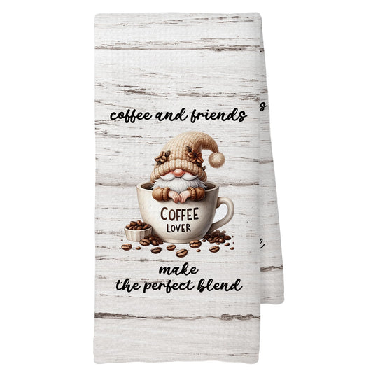 CUANFDDSF Coffee Gnomes Coffee Bar Decor Kitchen Towels Coffee Lover Gifts for Women Men Girls Coffee Station Decor，Coffee Bar Accessories Decoration Tea Towels Kitchen Hand Towels 16x24 Inch